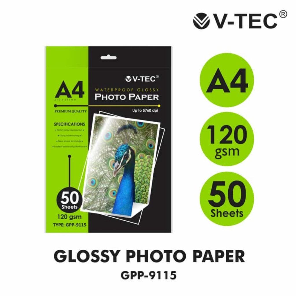 V-TEC GLOSSY PHOTO PAPER GPP-9115 A4 120GRM