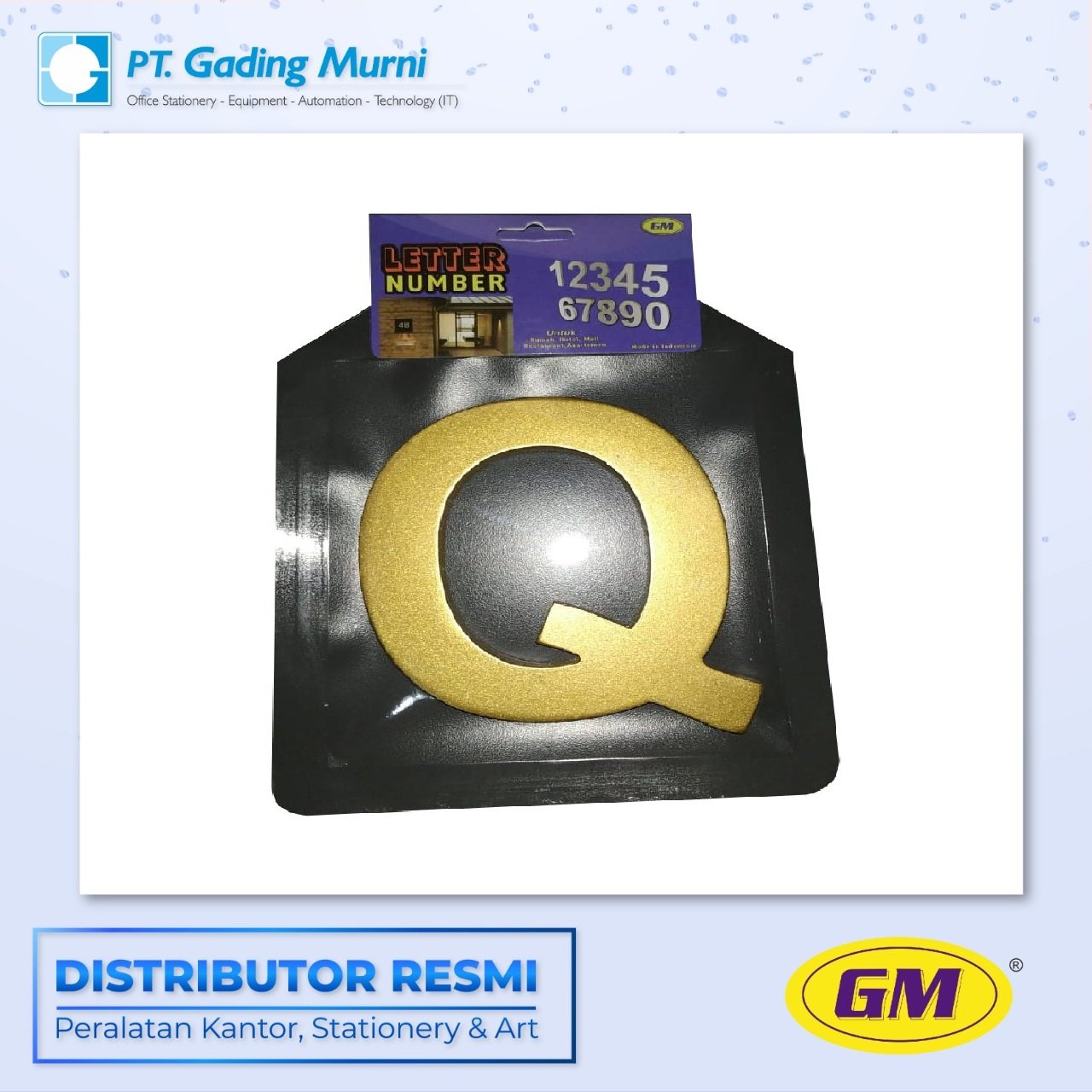 LABEL GM HURUF Q GOLD