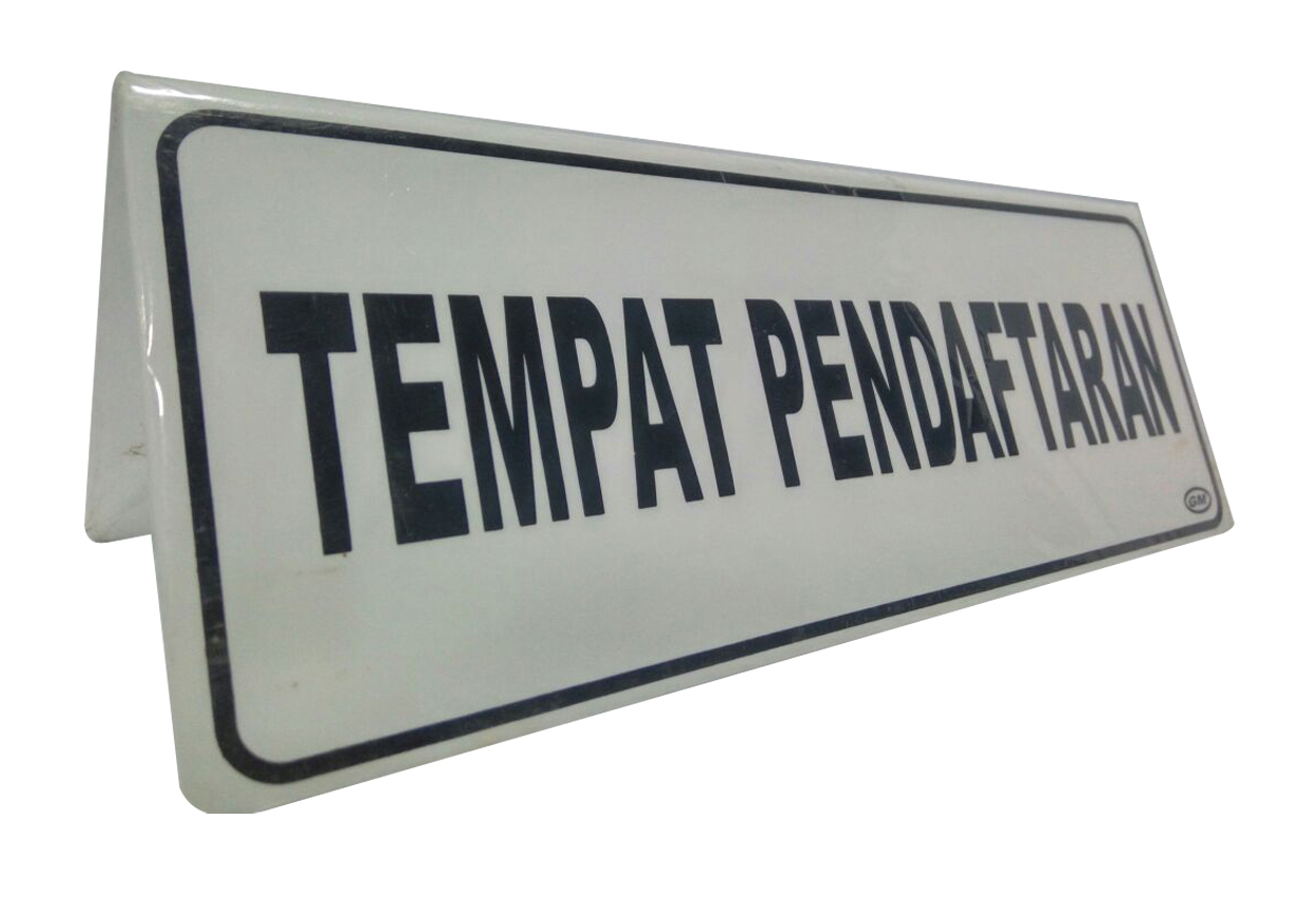 LABEL MEJA TEMPAT PENDAFTARAN GM